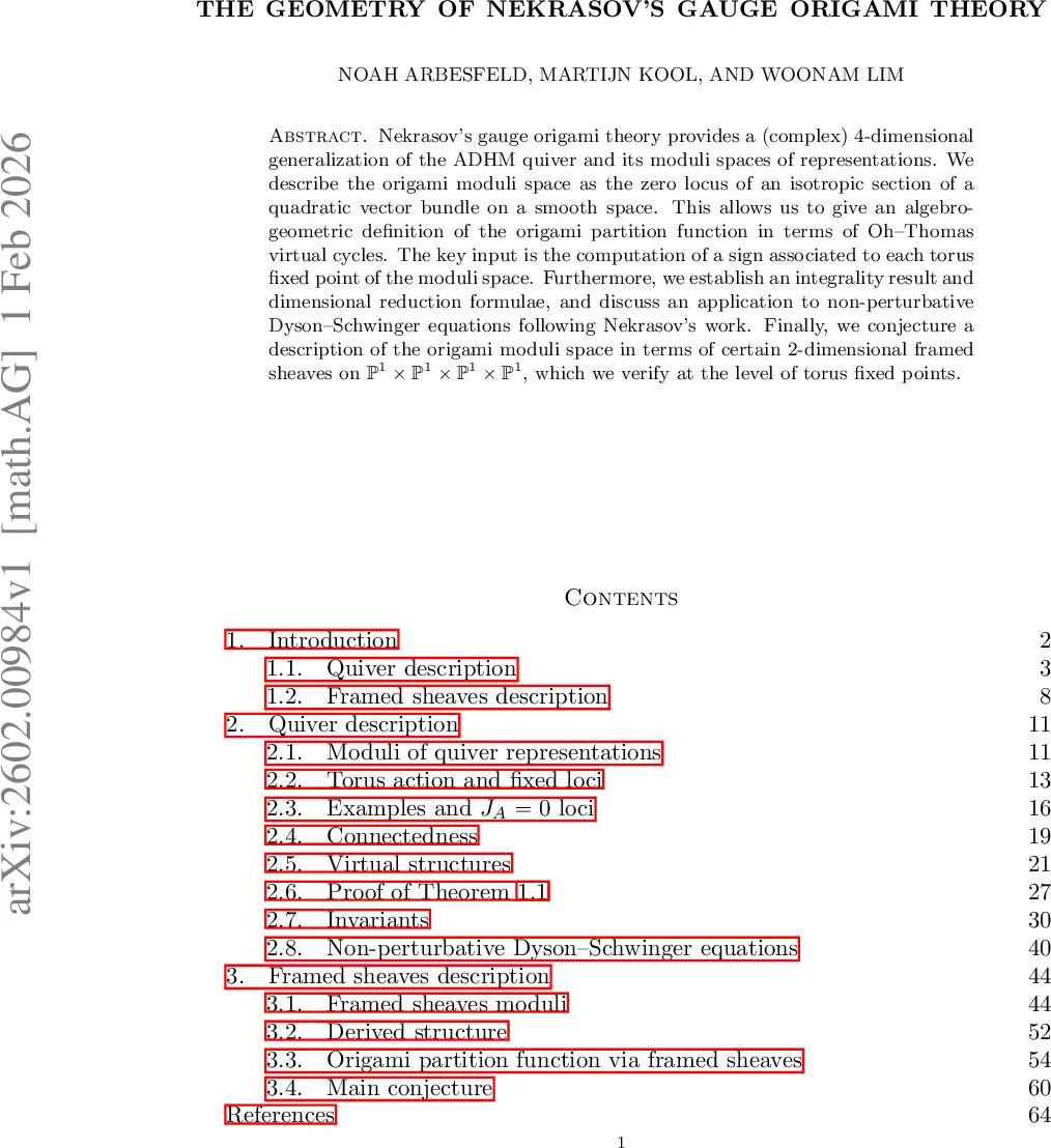The geometry of Nekrasov's gauge origami theory