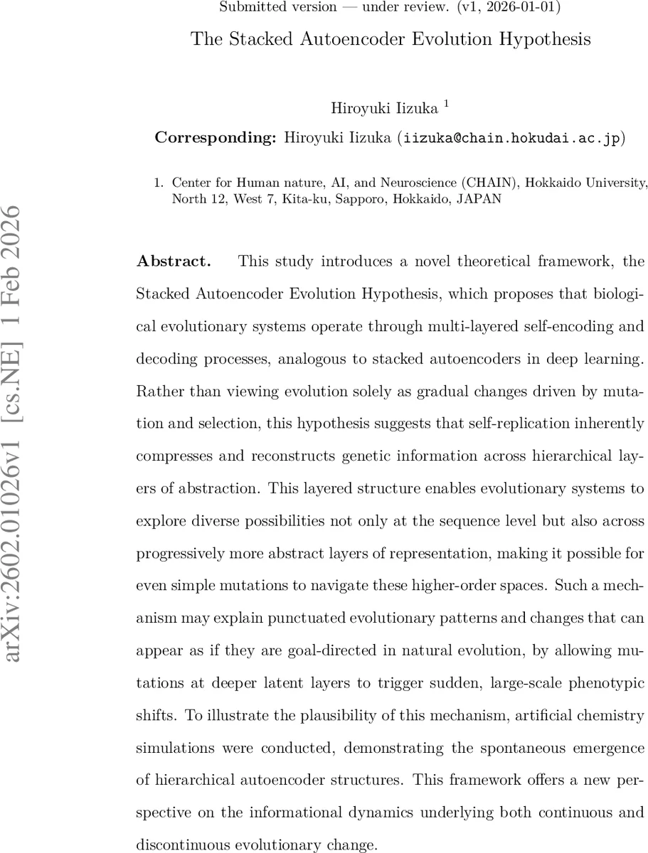 The Stacked Autoencoder Evolution Hypothesis