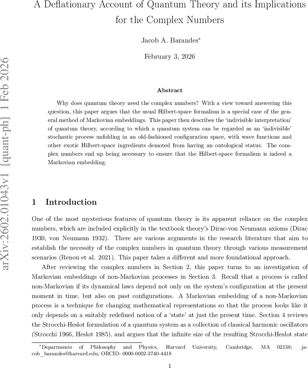 A Deflationary Account of Quantum Theory and its Implications for the Complex Numbers
