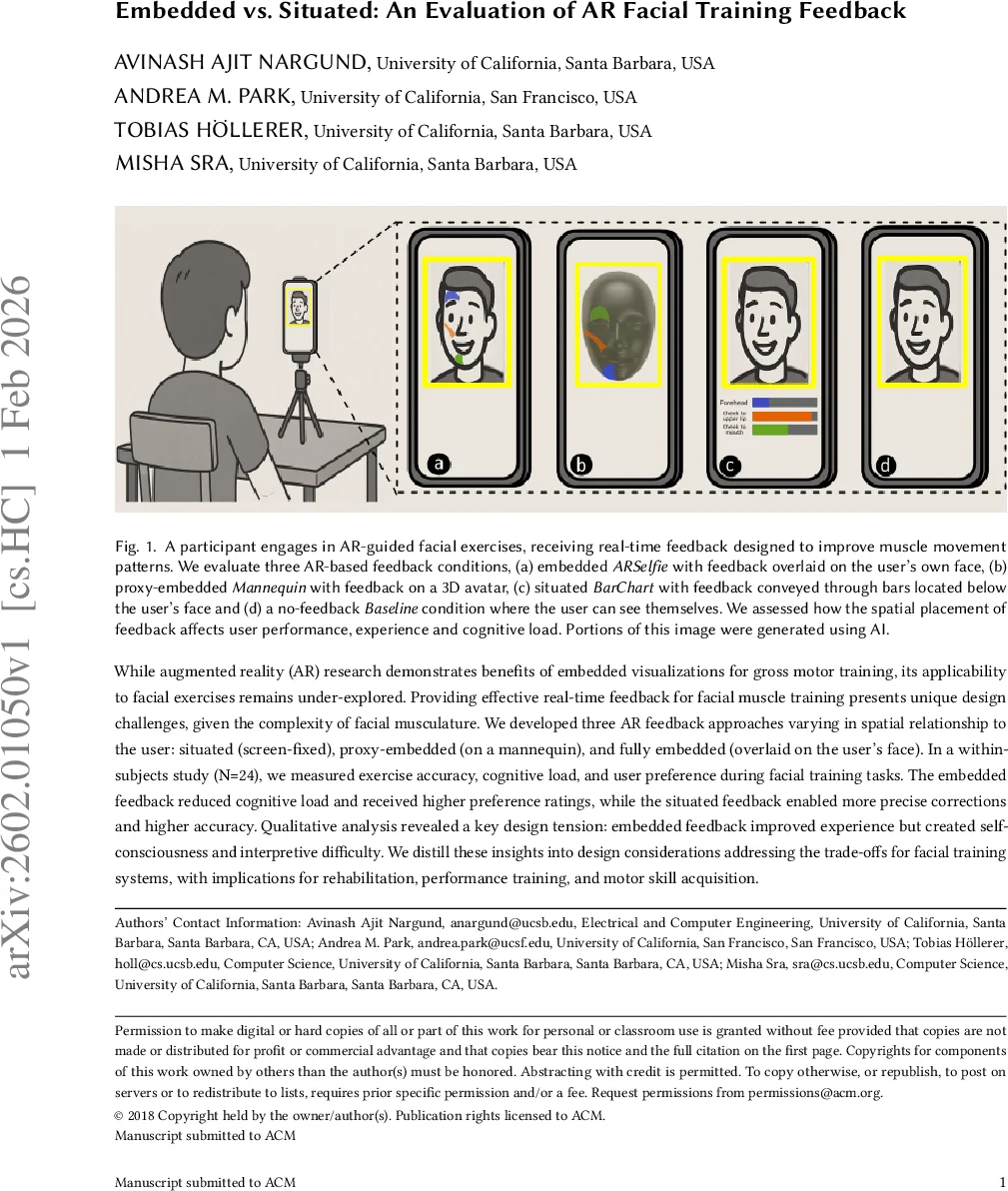 Embedded vs. Situated: An Evaluation of AR Facial Training Feedback