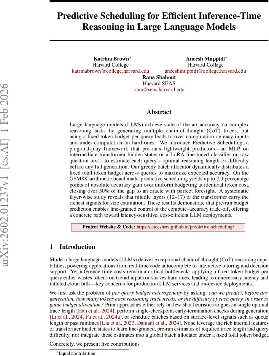 Predictive Scheduling for Efficient Inference-Time Reasoning in Large Language Models