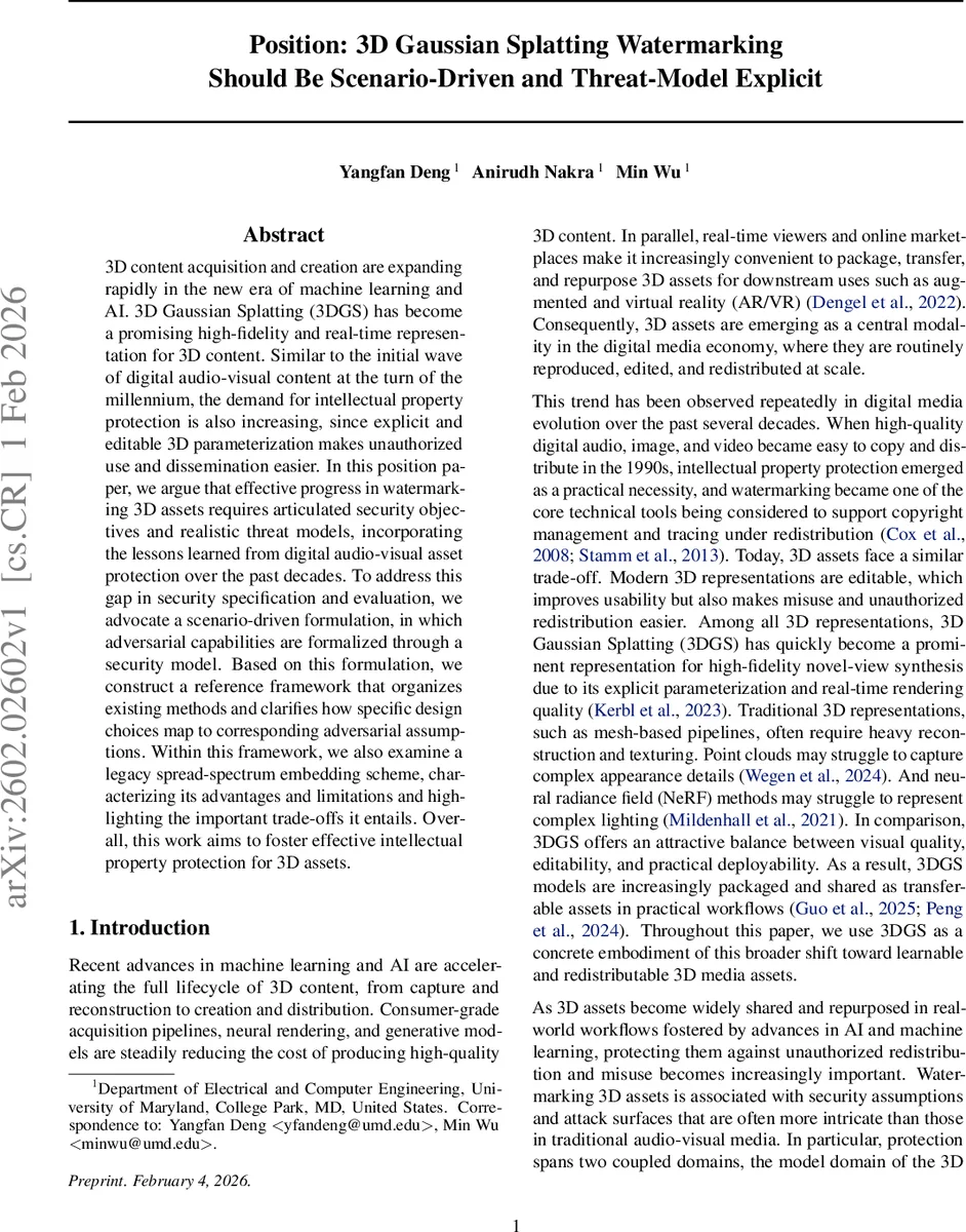 Position: 3D Gaussian Splatting Watermarking Should Be Scenario-Driven and Threat-Model Explicit