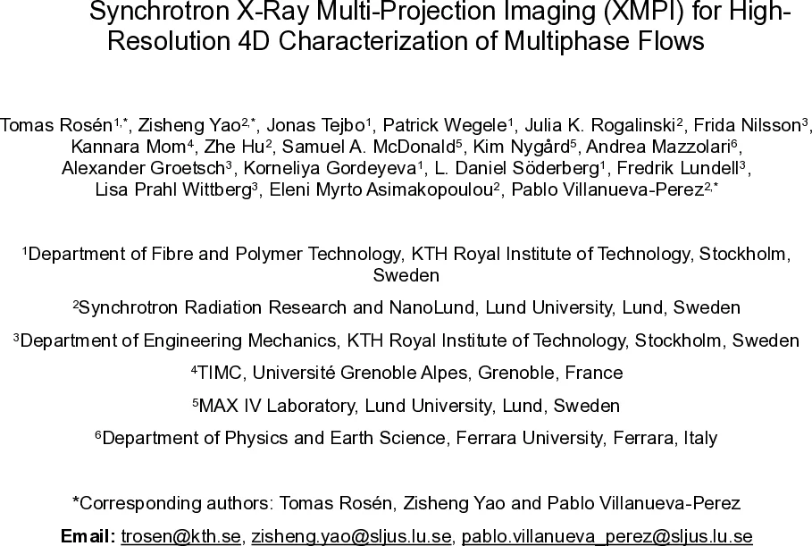 Synchrotron X-Ray Multi-Projection Imaging (XMPI) for High-Resolution 4D Characterization of Multiphase Flows