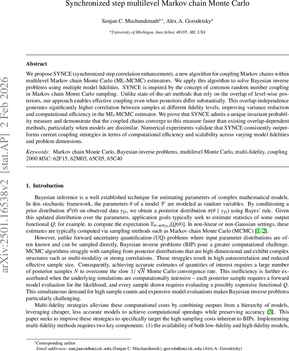 Synchronized step multilevel Markov chain Monte Carlo