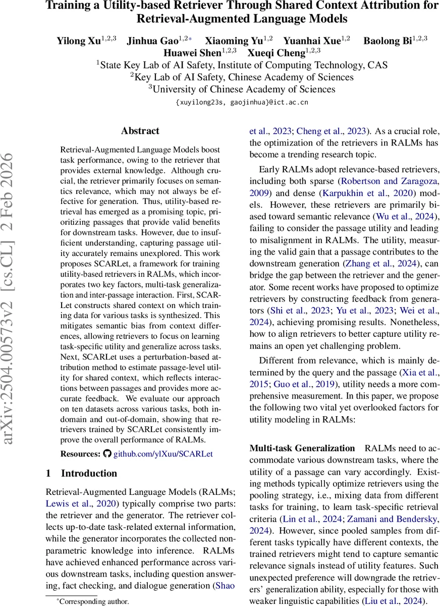 Training a Utility-based Retriever Through Shared Context Attribution for Retrieval-Augmented Language Models