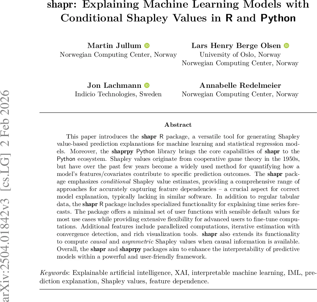 shapr: Explaining Machine Learning Models with Conditional Shapley Values in R and Python