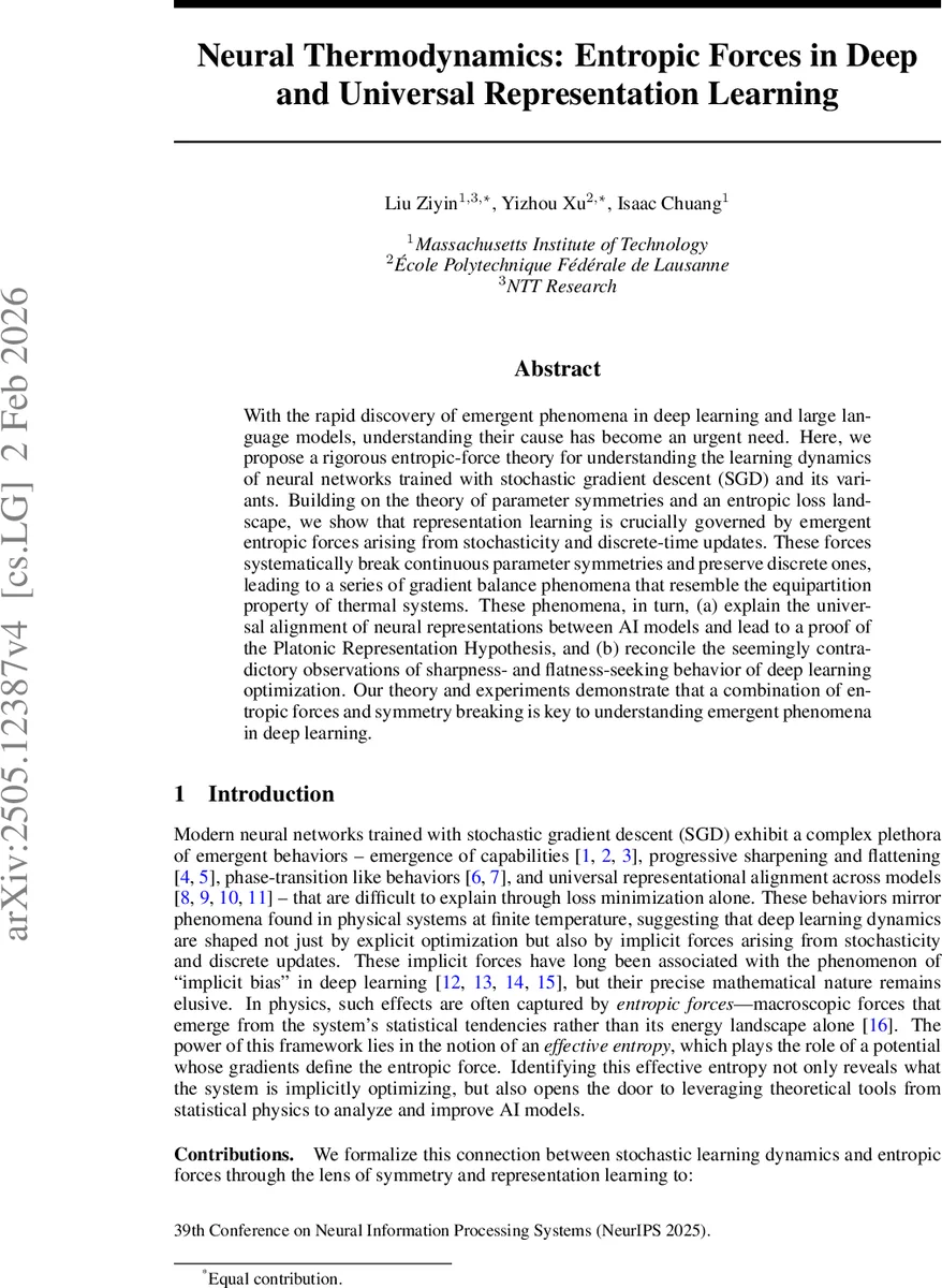 Neural Thermodynamics: Entropic Forces in Deep and Universal Representation Learning