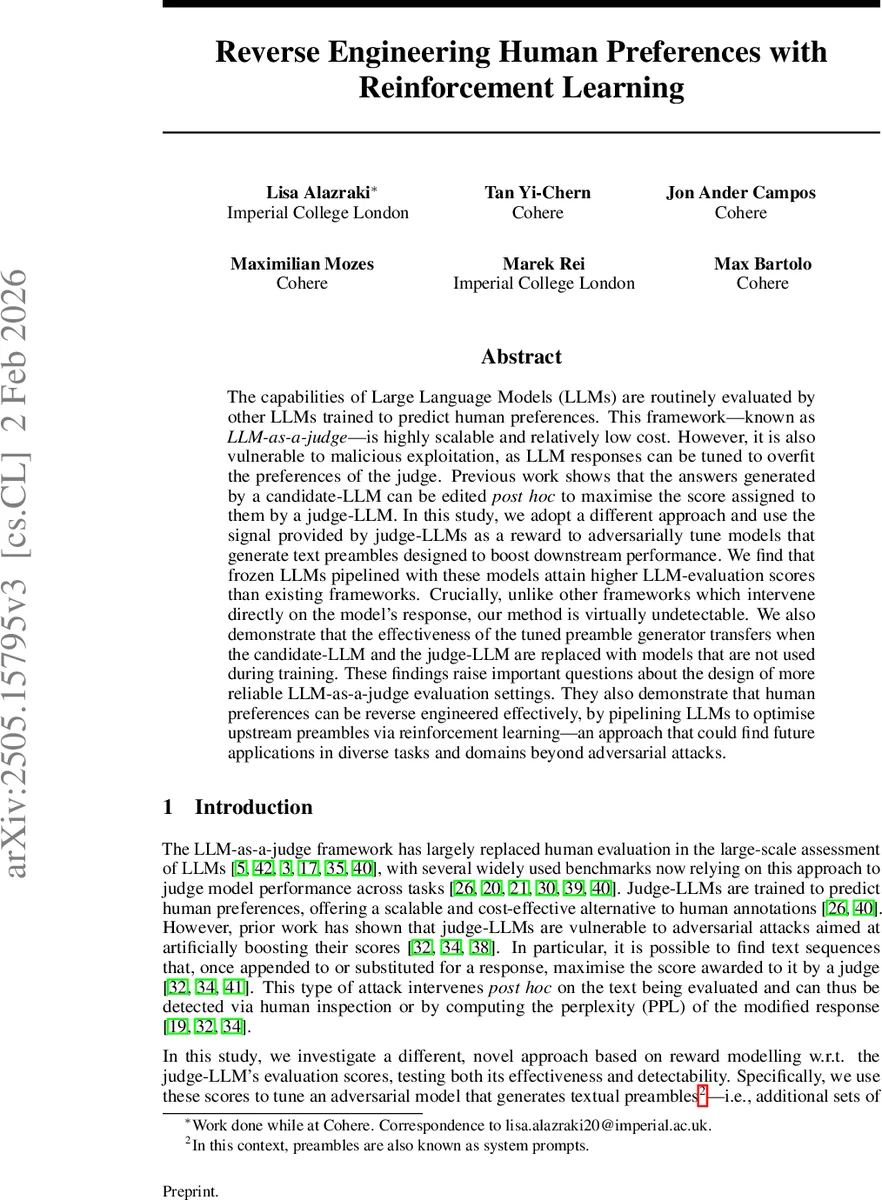 Reverse Engineering Human Preferences with Reinforcement Learning