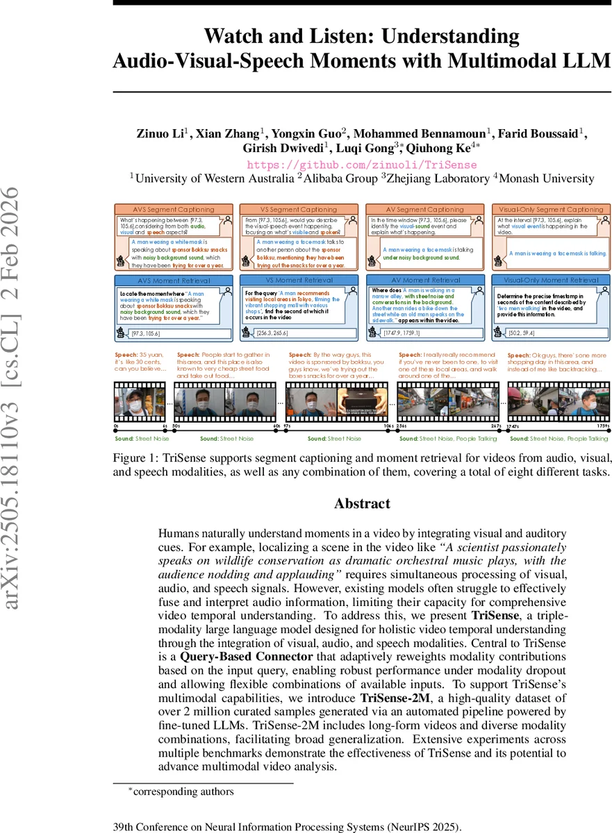 Watch and Listen: Understanding Audio-Visual-Speech Moments with Multimodal LLM