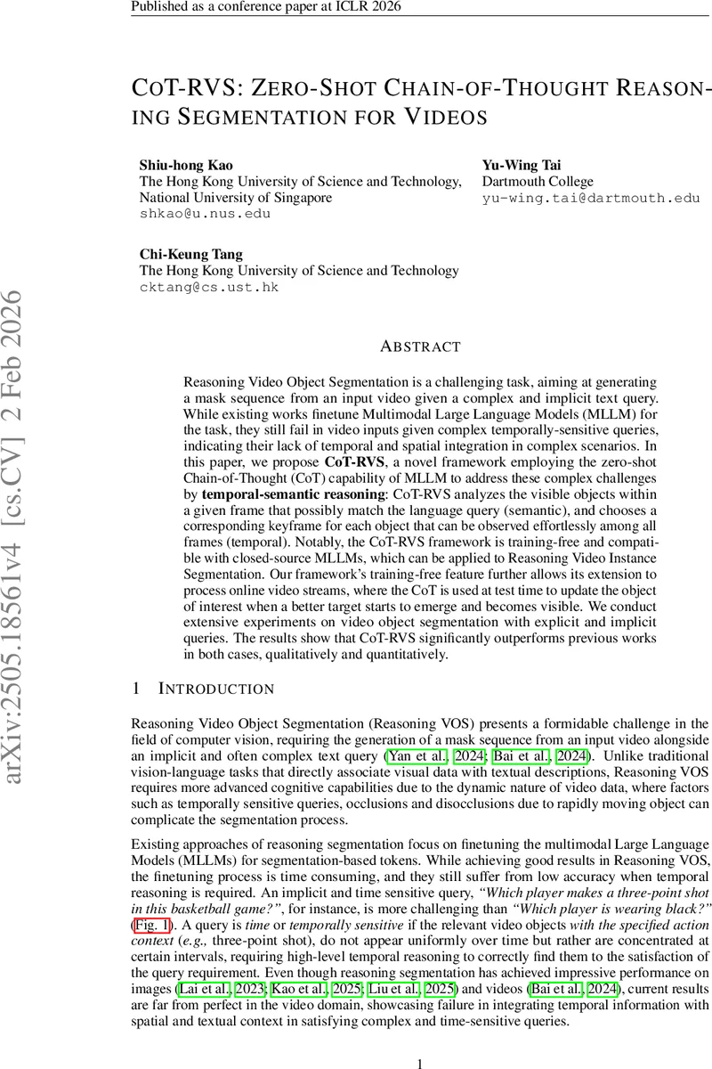 CoT-RVS: Zero-Shot Chain-of-Thought Reasoning Segmentation for Videos