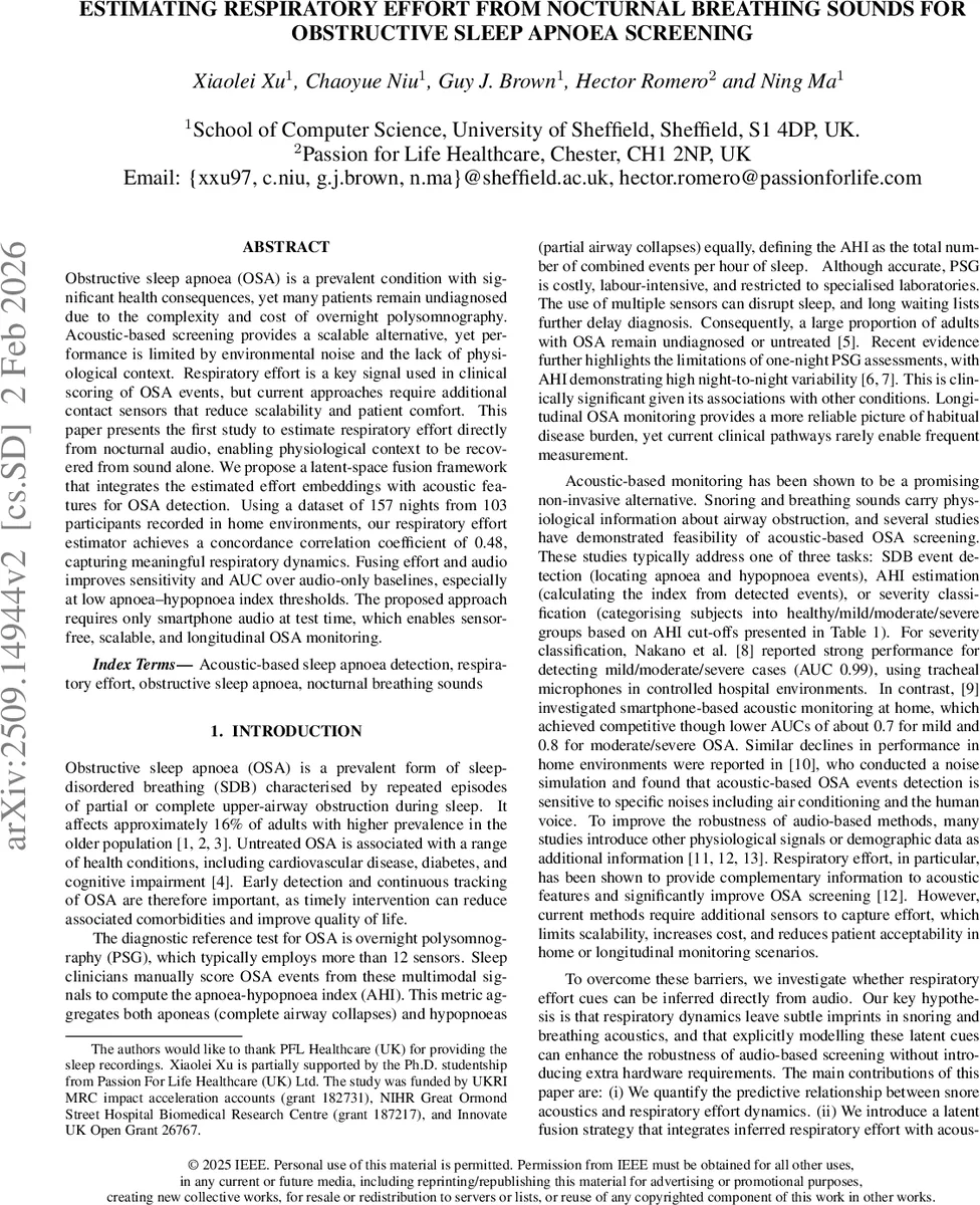 Estimating Respiratory Effort from Nocturnal Breathing Sounds for Obstructive Sleep Apnoea Screening