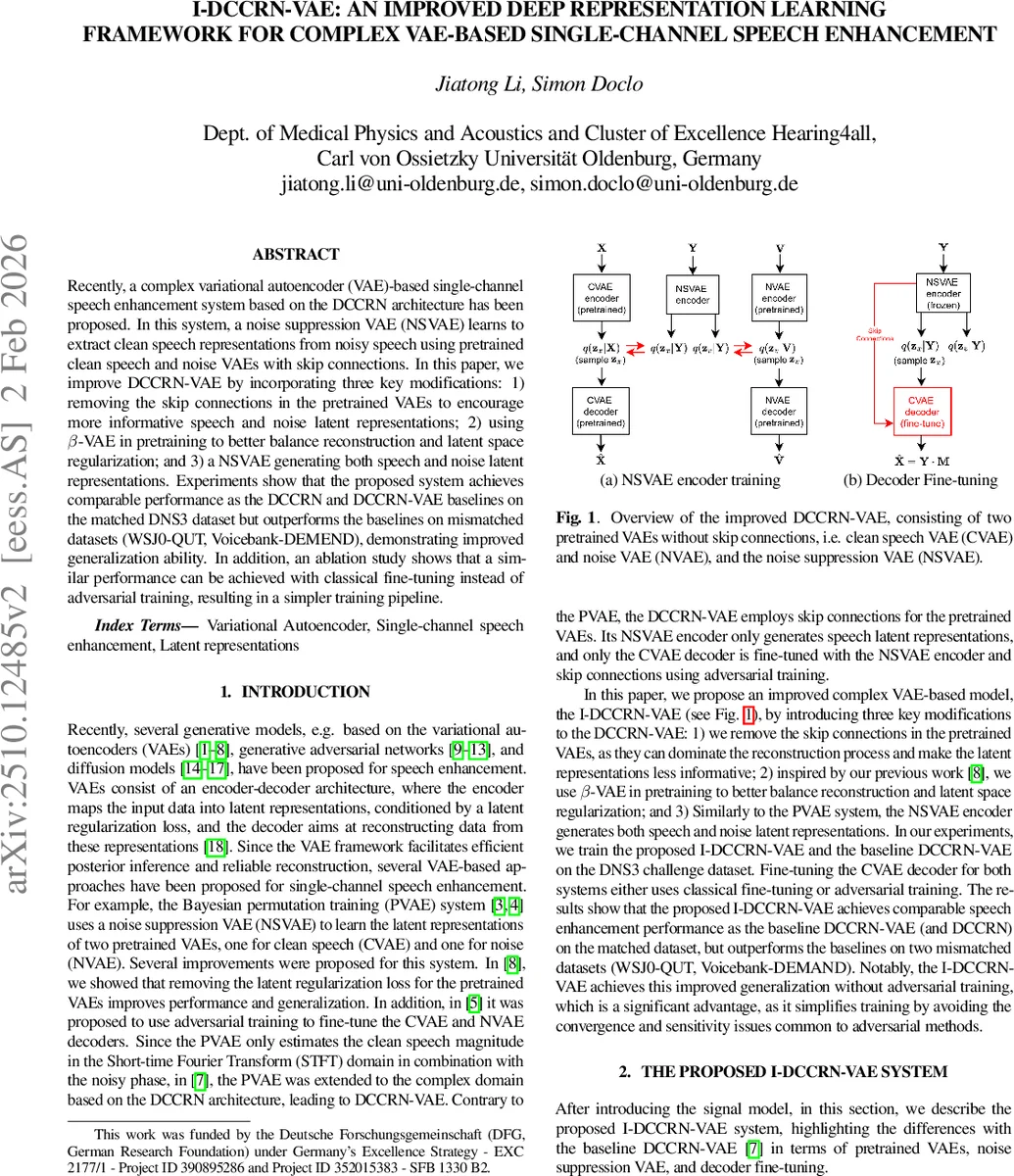 I-DCCRN-VAE: An Improved Deep Representation Learning Framework for Complex VAE-based Single-channel Speech Enhancement