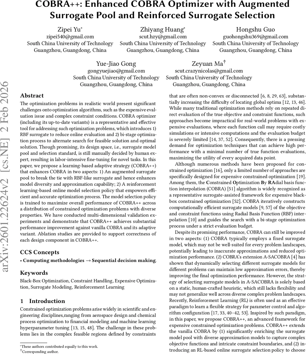 COBRA++: Enhanced COBRA Optimizer with Augmented Surrogate Pool and Reinforced Surrogate Selection