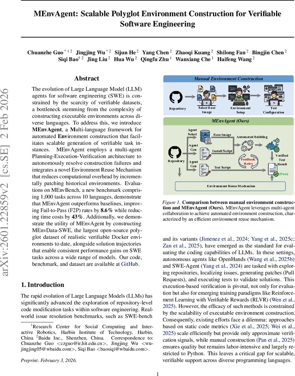 MEnvAgent: Scalable Polyglot Environment Construction for Verifiable Software Engineering