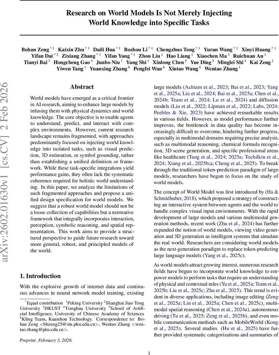 Research on World Models Is Not Merely Injecting World Knowledge into Specific Tasks