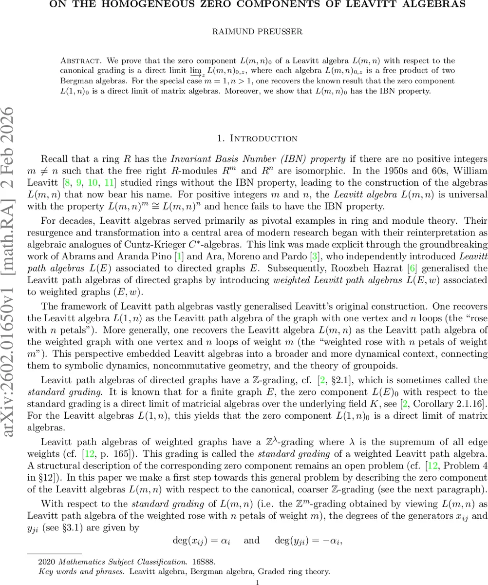 On the homogeneous zero components of Leavitt algebras