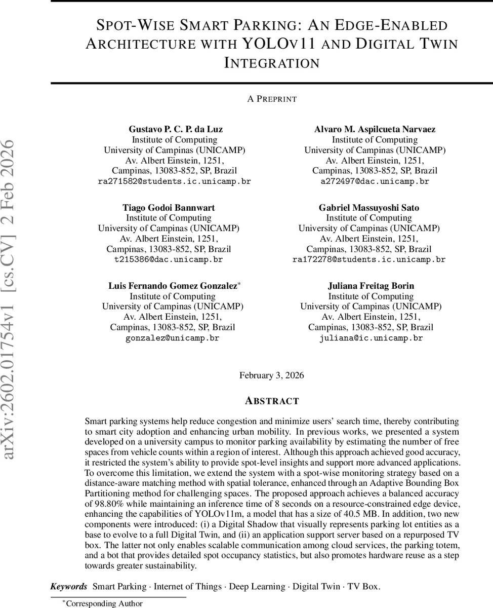 Spot-Wise Smart Parking: An Edge-Enabled Architecture with YOLOv11 and Digital Twin Integration