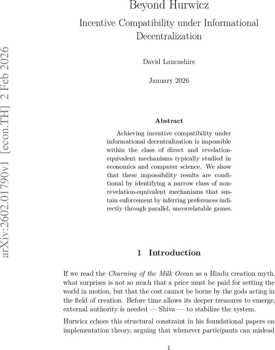 Beyond Hurwicz: Incentive Compatibility under Informational Decentralization