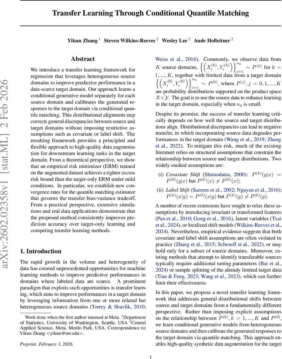Transfer Learning Through Conditional Quantile Matching