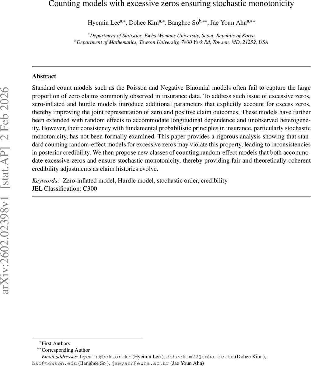 Counting models with excessive zeros ensuring stochastic monotonicity