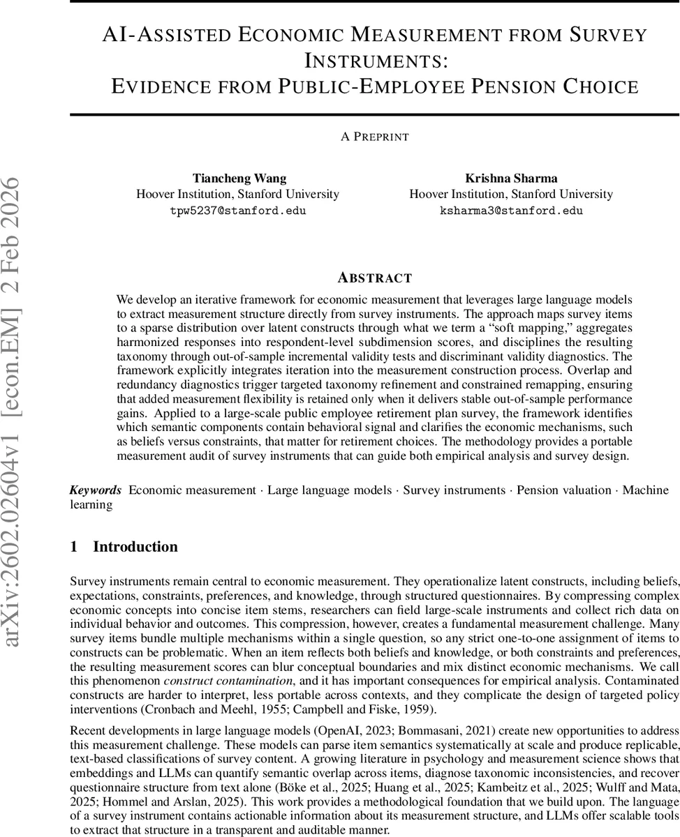 AI Assisted Economics Measurement From Survey: Evidence from Public Employee Pension Choice