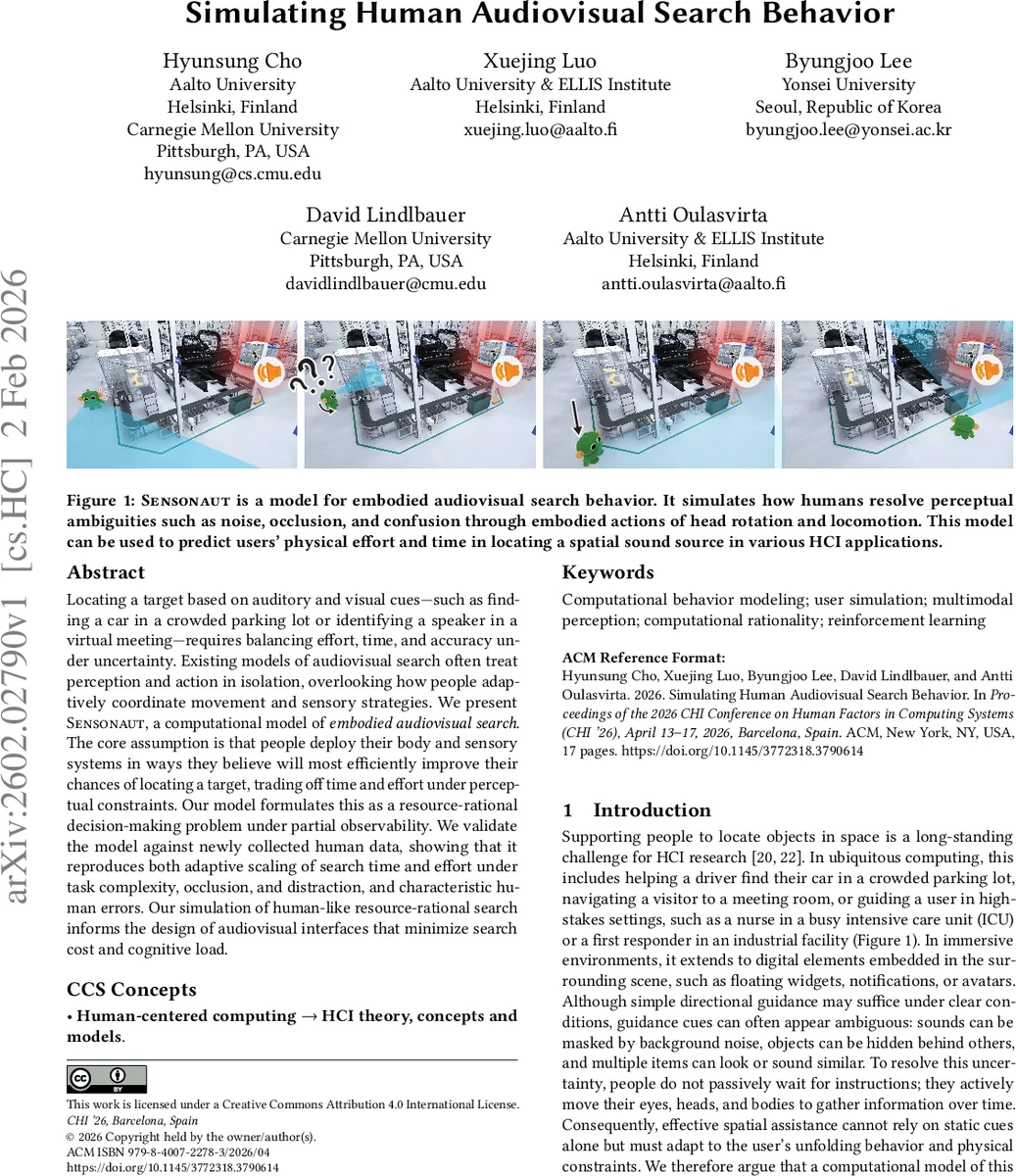 Simulating Human Audiovisual Search Behavior