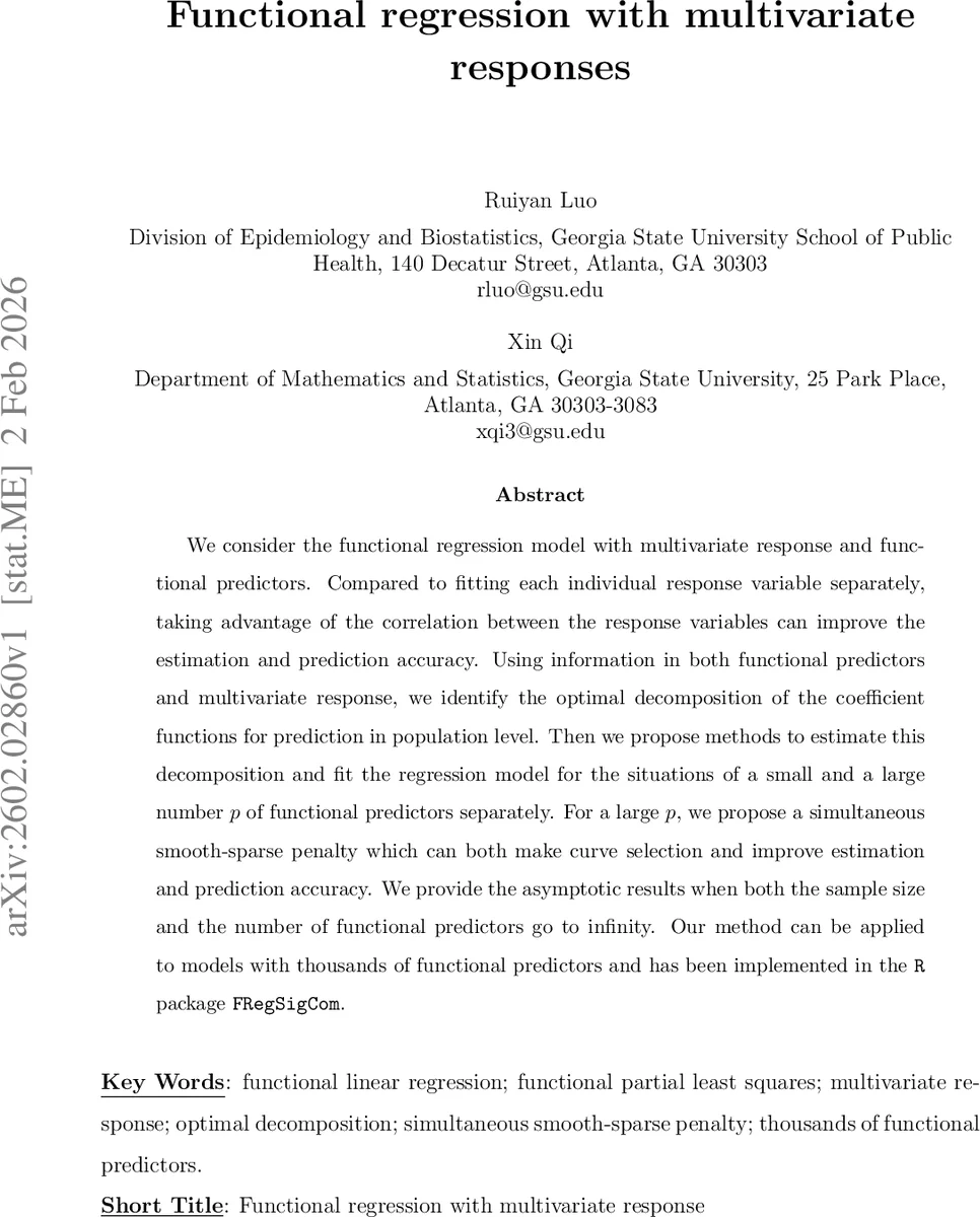 Functional regression with multivariate responses