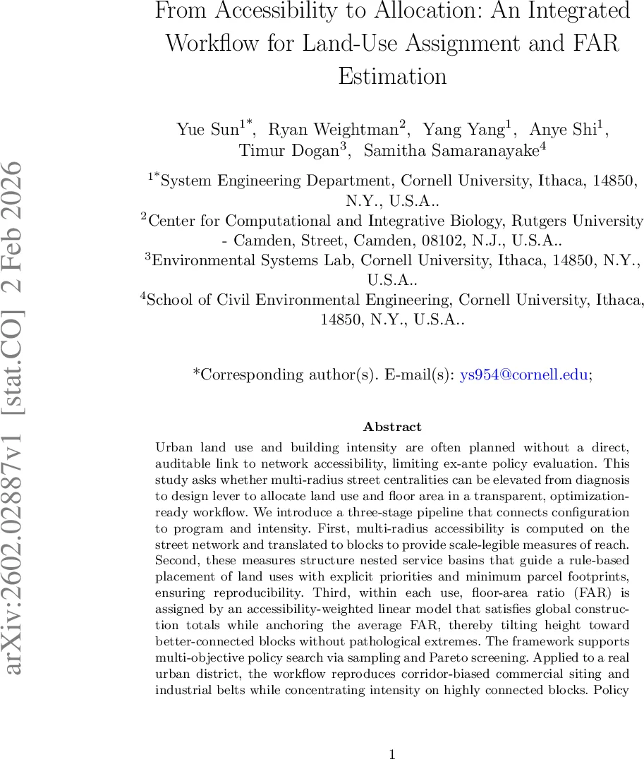 From Accessibility to Allocation: An Integrated Workflow for Land-Use Assignment and FAR Estimation