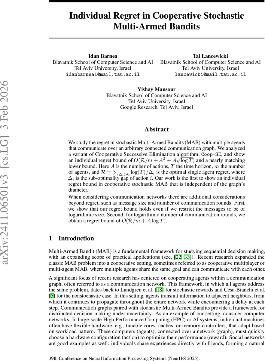 Individual Regret in Cooperative Stochastic Multi-Armed Bandits