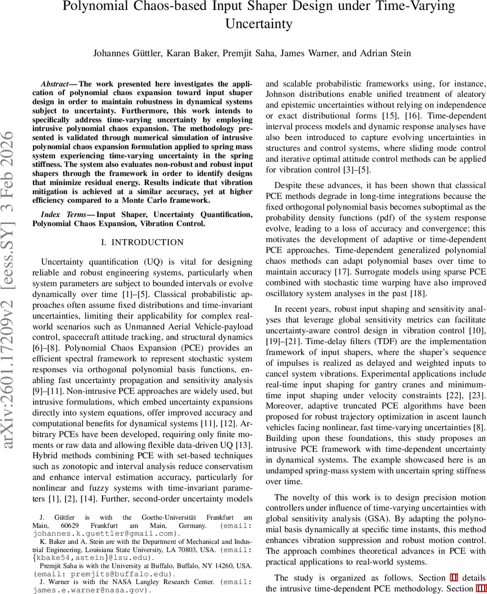 Polynomial Chaos-based Input Shaper Design under Time-Varying Uncertainty