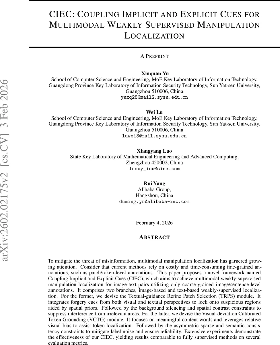 CIEC: Coupling Implicit and Explicit Cues for Multimodal Weakly Supervised Manipulation Localization