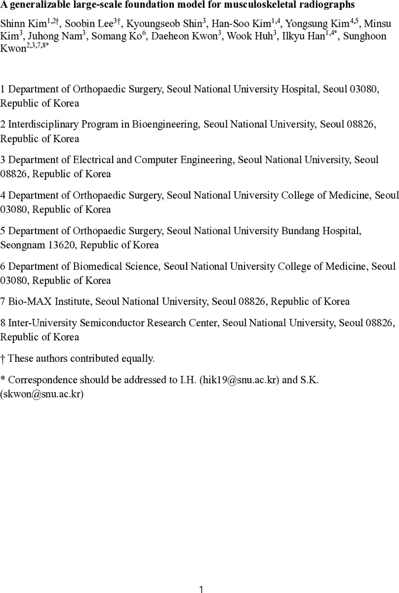 A generalizable large-scale foundation model for musculoskeletal radiographs