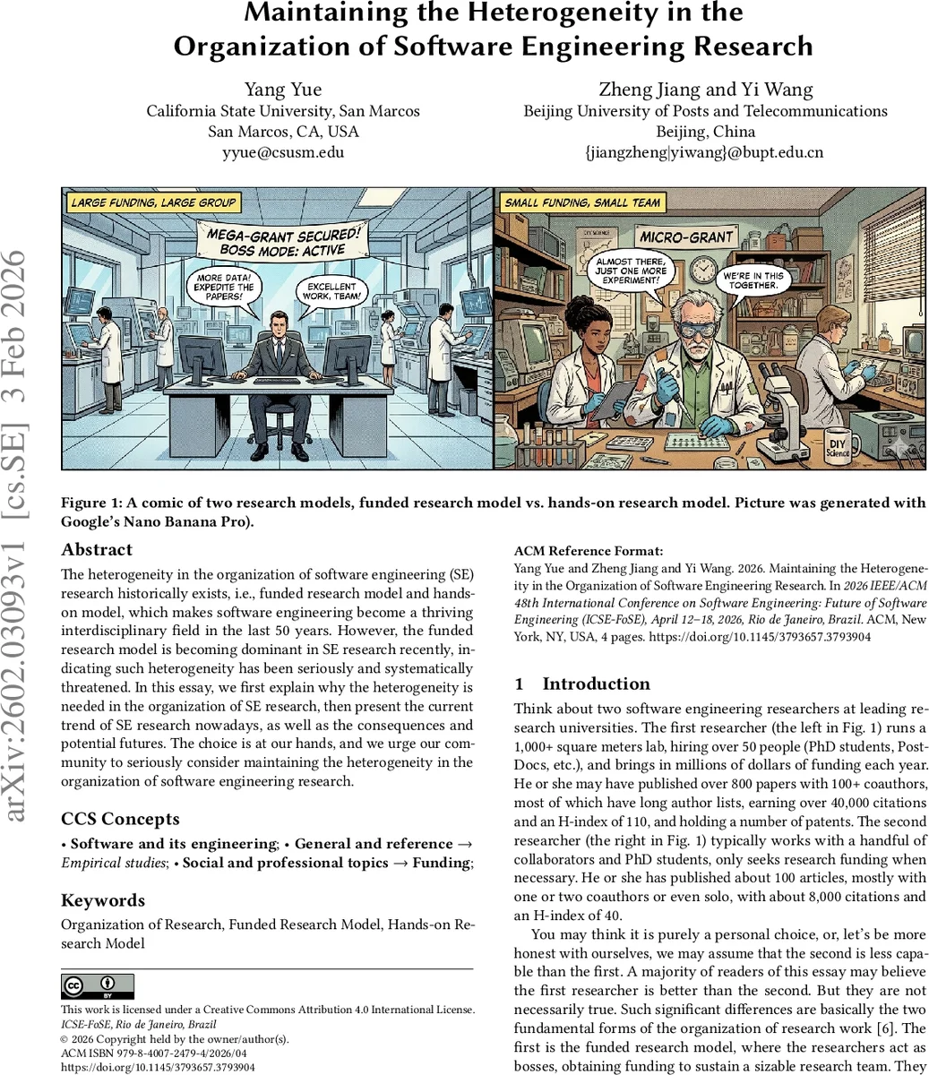 Maintaining the Heterogeneity in the Organization of Software Engineering Research