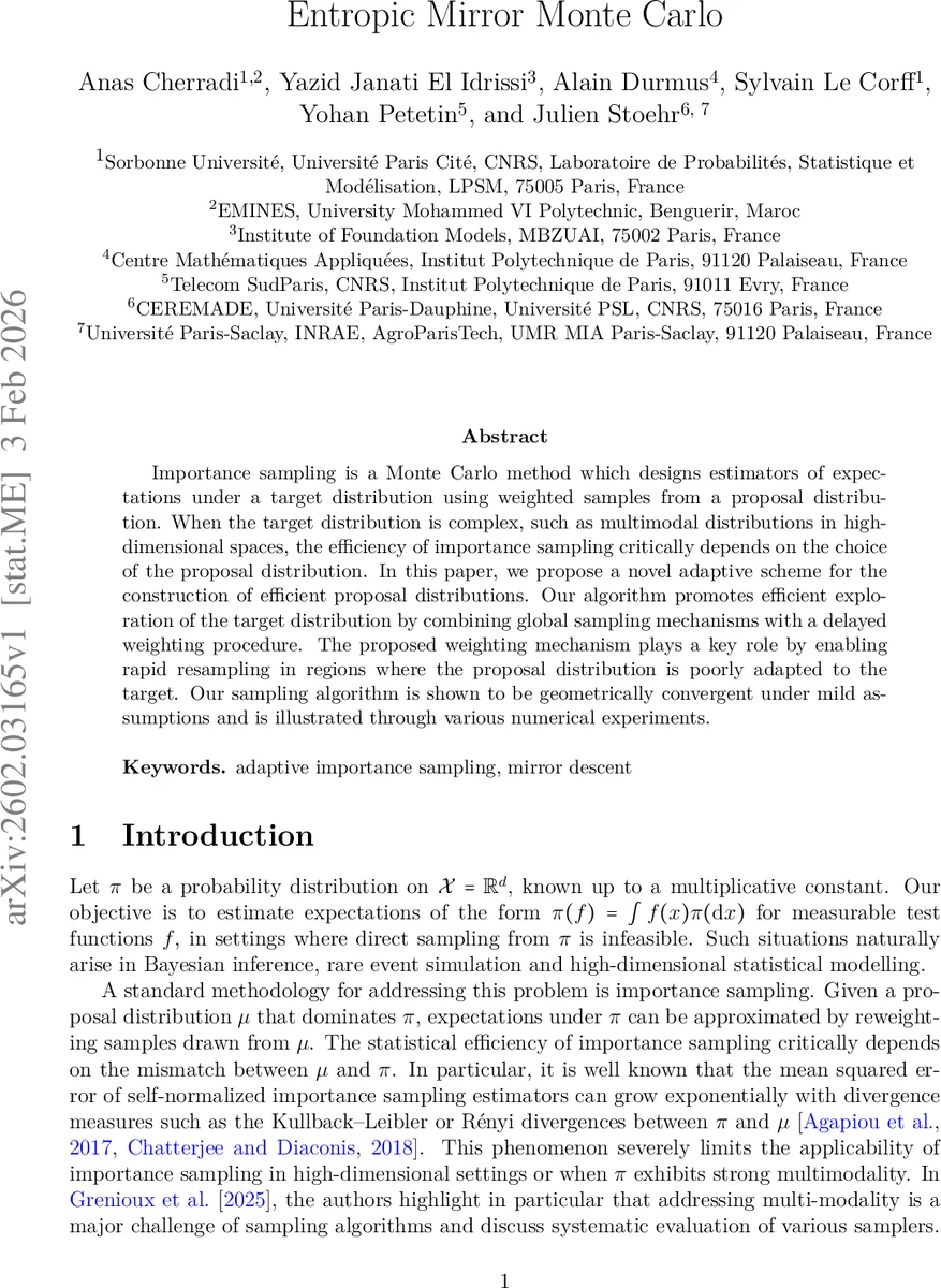 Entropic Mirror Monte Carlo
