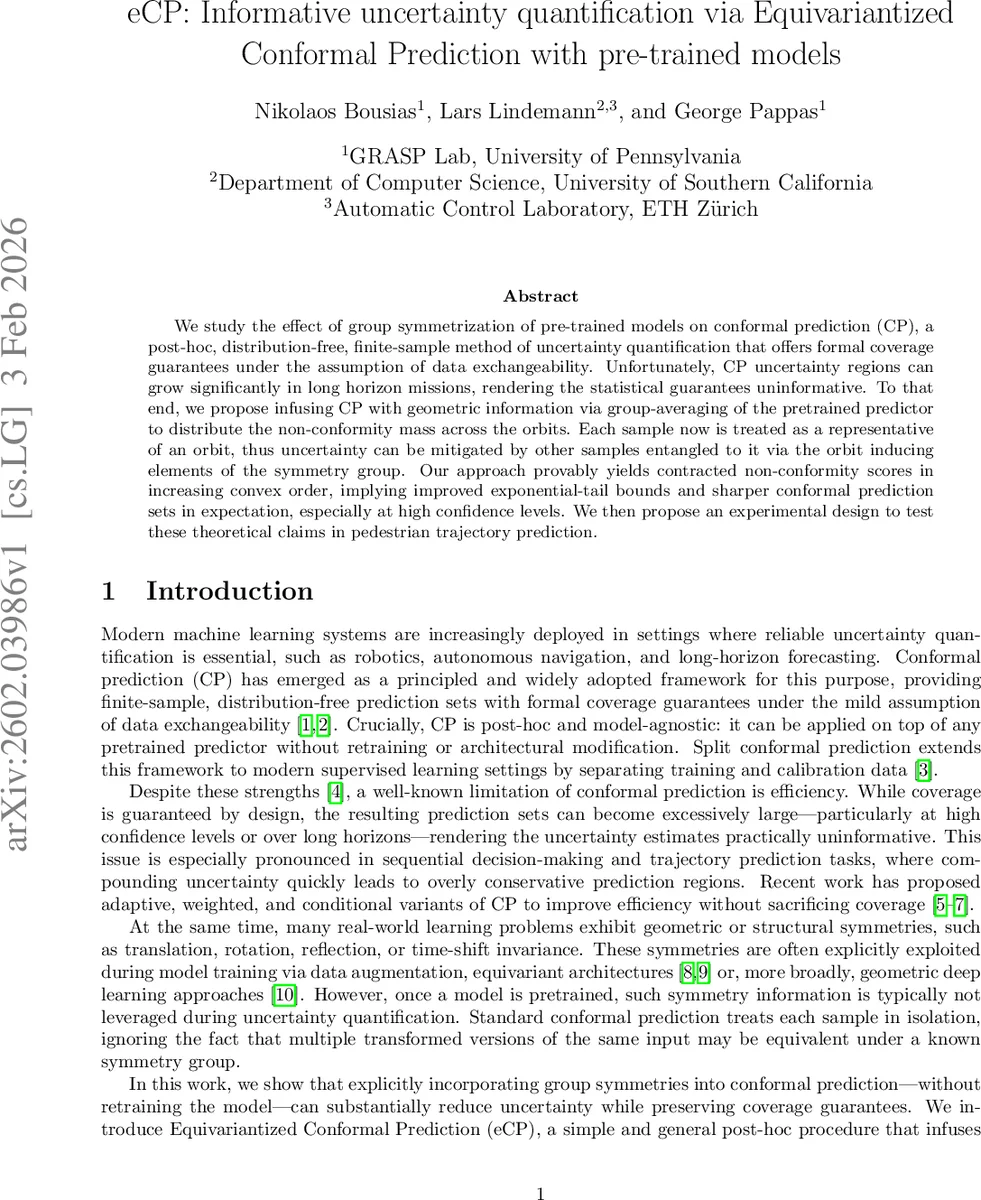 eCP: Informative uncertainty quantification via Equivariantized Conformal Prediction with pre-trained models