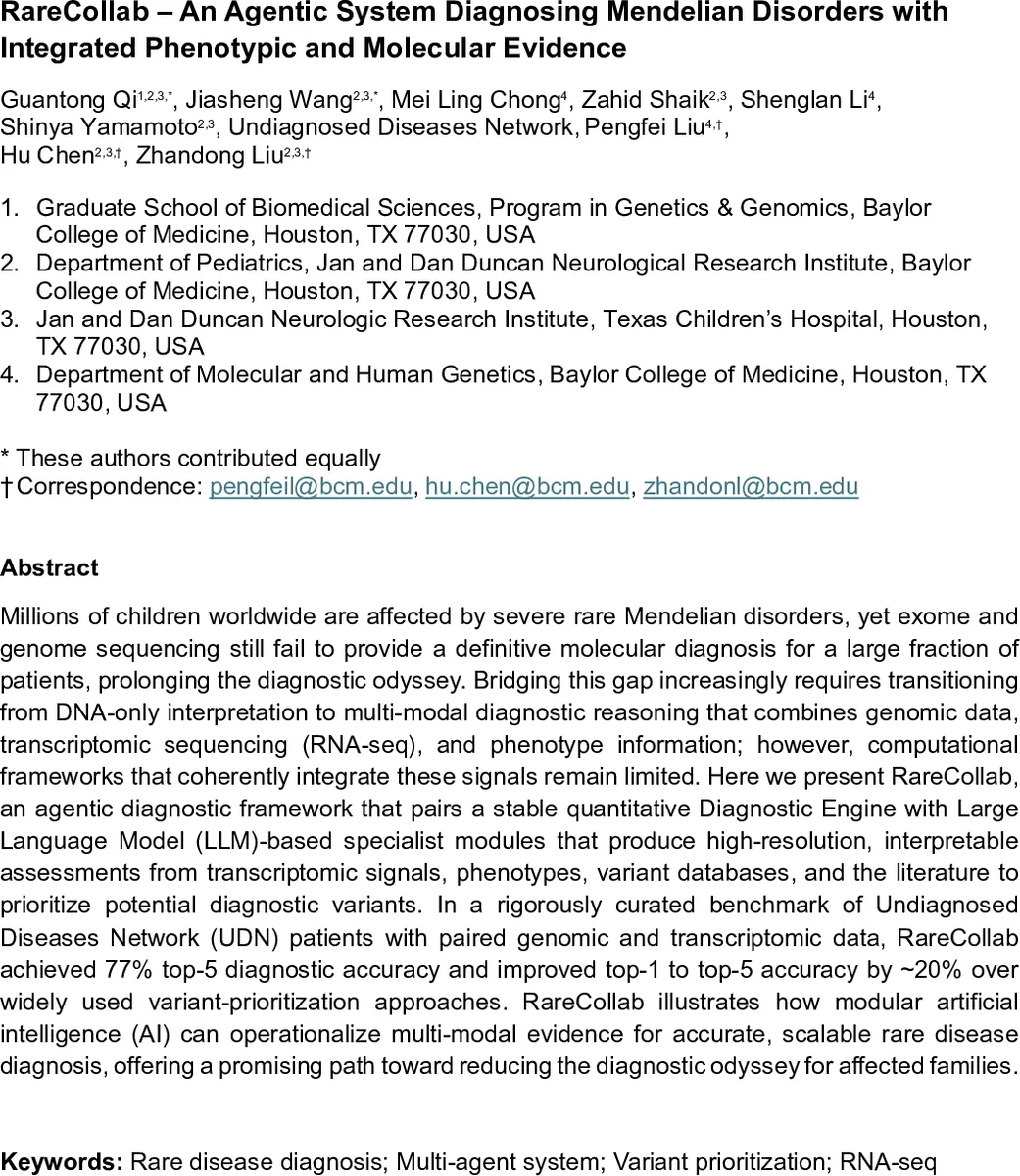 RareCollab -- An Agentic System Diagnosing Mendelian Disorders with Integrated Phenotypic and Molecular Evidence