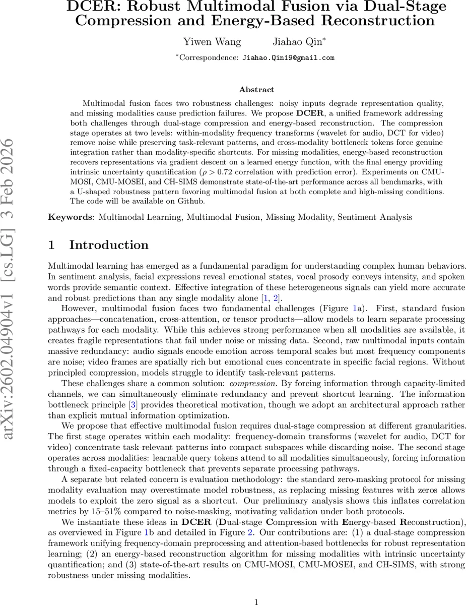 DCER: Dual-Stage Compression and Energy-Based Reconstruction