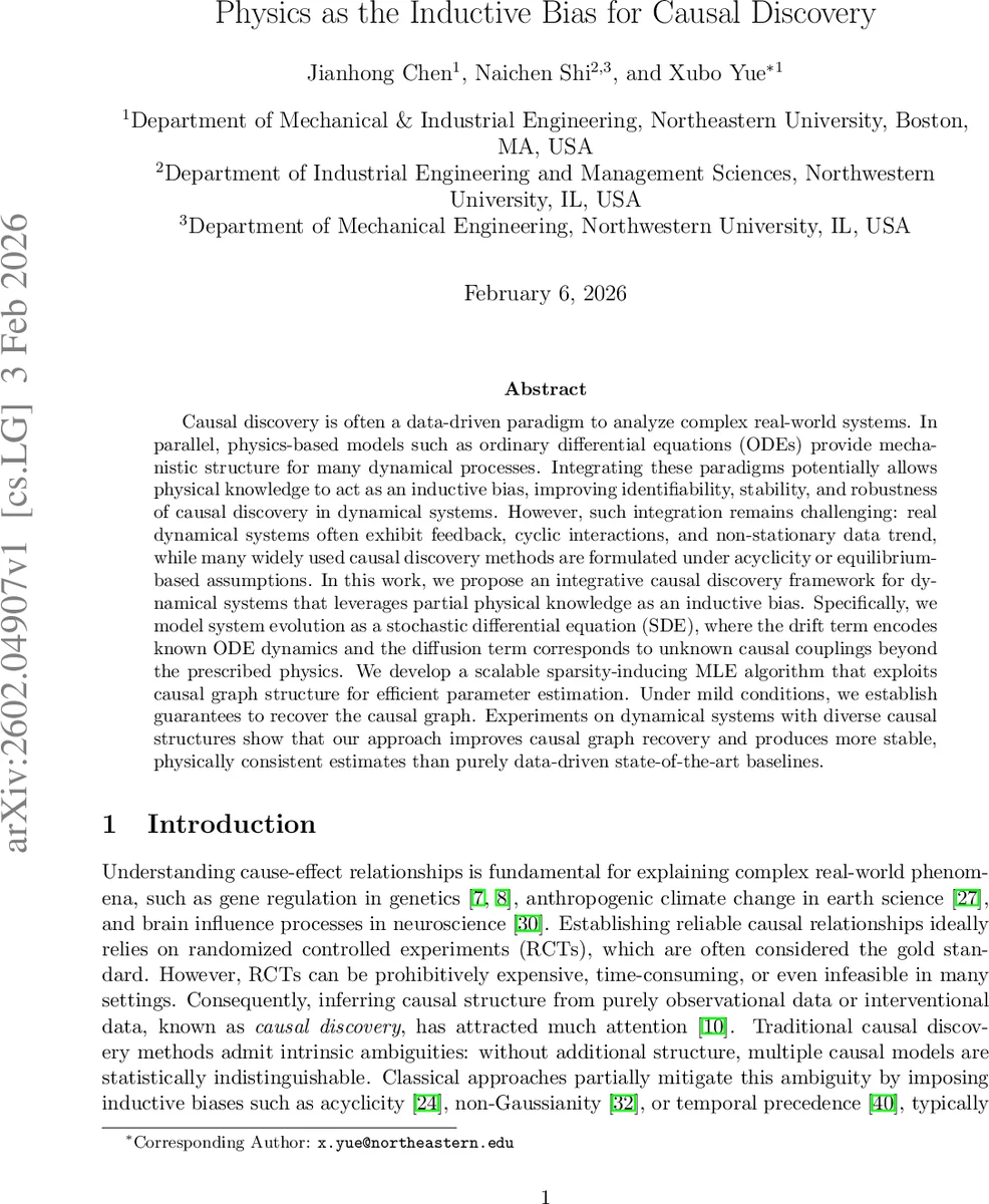 Physics as the Inductive Bias for Causal Discovery