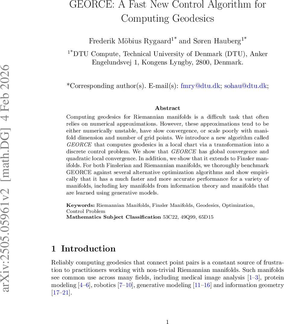 GEORCE: A Fast New Control Algorithm for Computing Geodesics