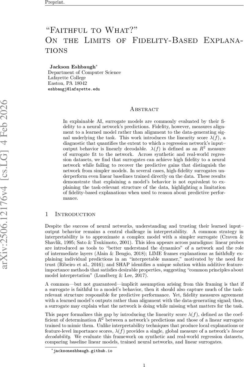 "Faithful to What?" On the Limits of Fidelity-Based Explanations