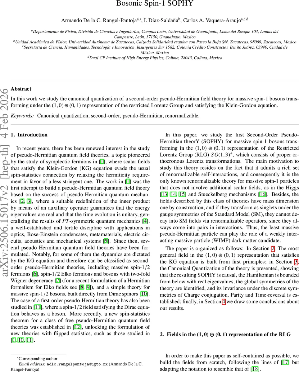Bosonic Spin-1 SOPHY