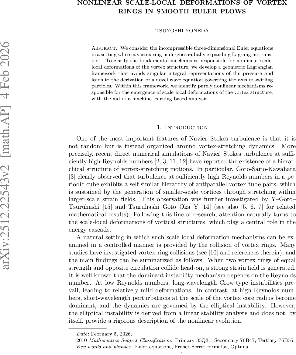 Nonlinear Scale-Local Deformations of Vortex Rings in Smooth Euler Flows