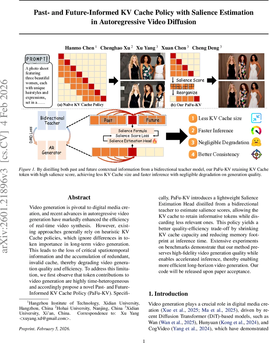 Past- and Future-Informed KV Cache Policy with Salience Estimation in Autoregressive Video Diffusion