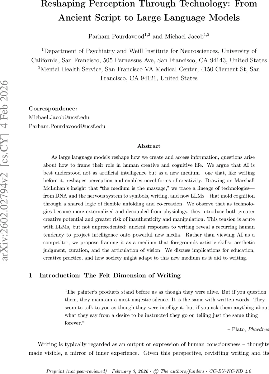 Reshaping Perception Through Technology: From Ancient Script to Large Language Models