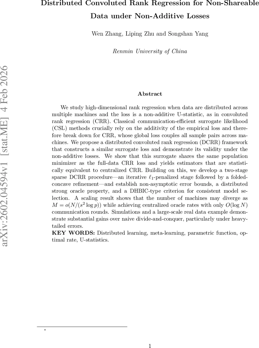 Distributed Convoluted Rank Regression for Non-Shareable Data under Non-Additive Losses