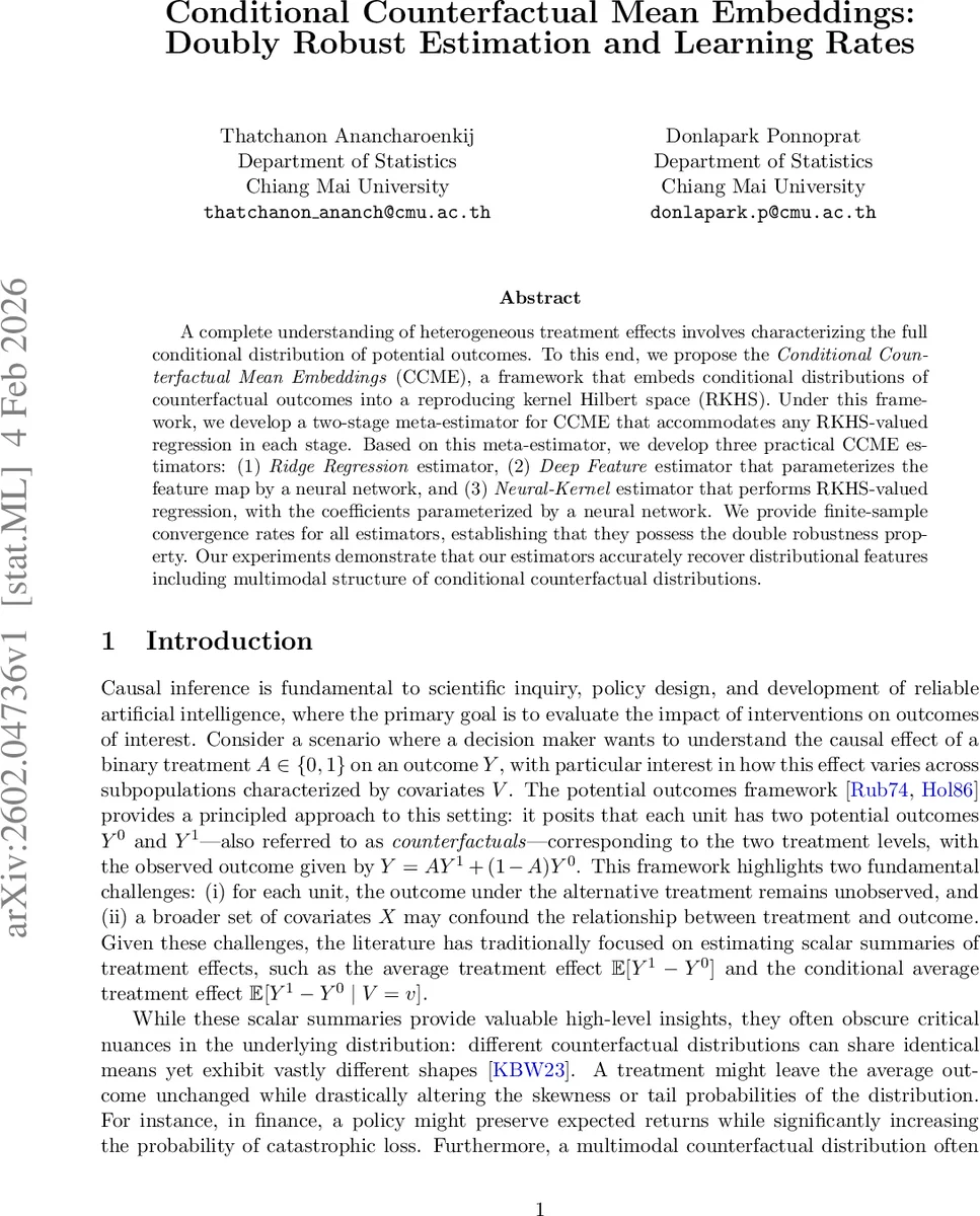 Conditional Counterfactual Mean Embeddings: Doubly Robust Estimation and Learning Rates