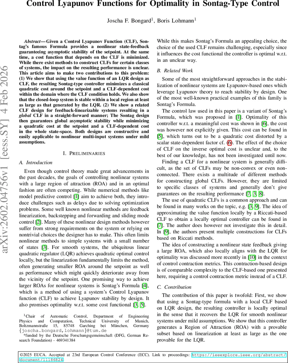 Control Lyapunov Functions for Optimality in Sontag-Type Control