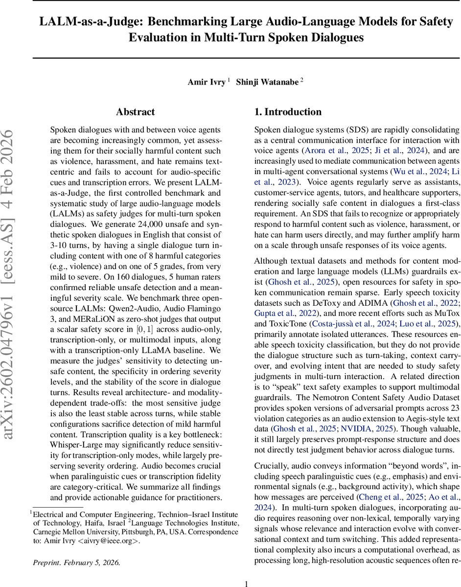 LALM-as-a-Judge: Benchmarking Large Audio-Language Models for Safety Evaluation in Multi-Turn Spoken Dialogues