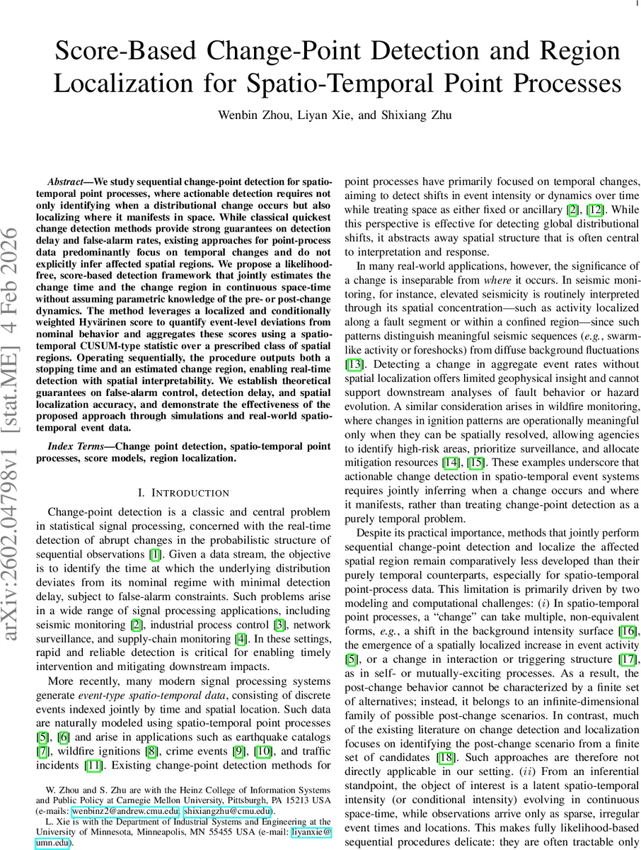 Score-Based Change-Point Detection and Region Localization for Spatio-Temporal Point Processes