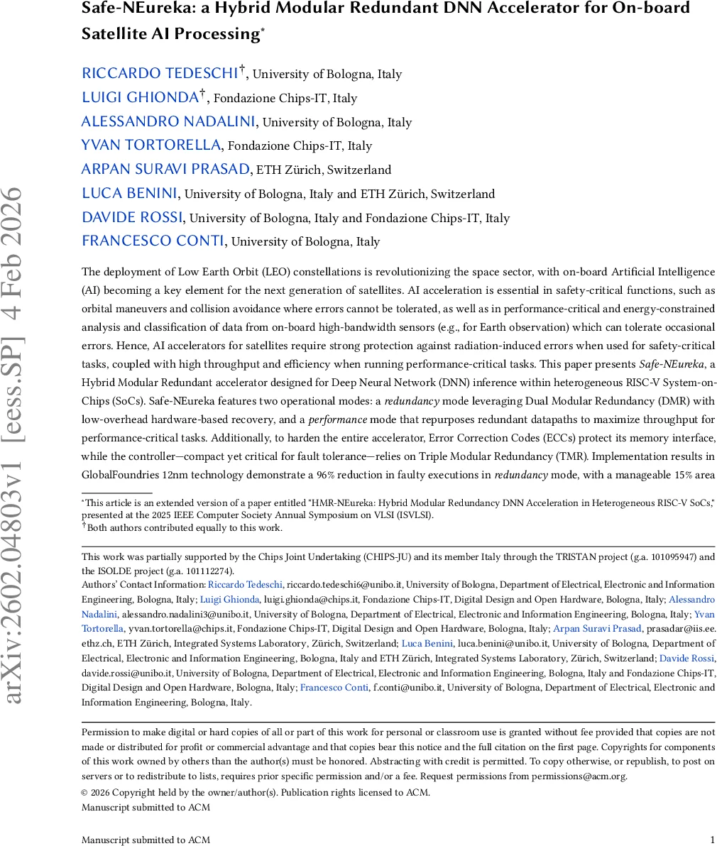 Safe-NEureka: a Hybrid Modular Redundant DNN Accelerator for On-board Satellite AI Processing